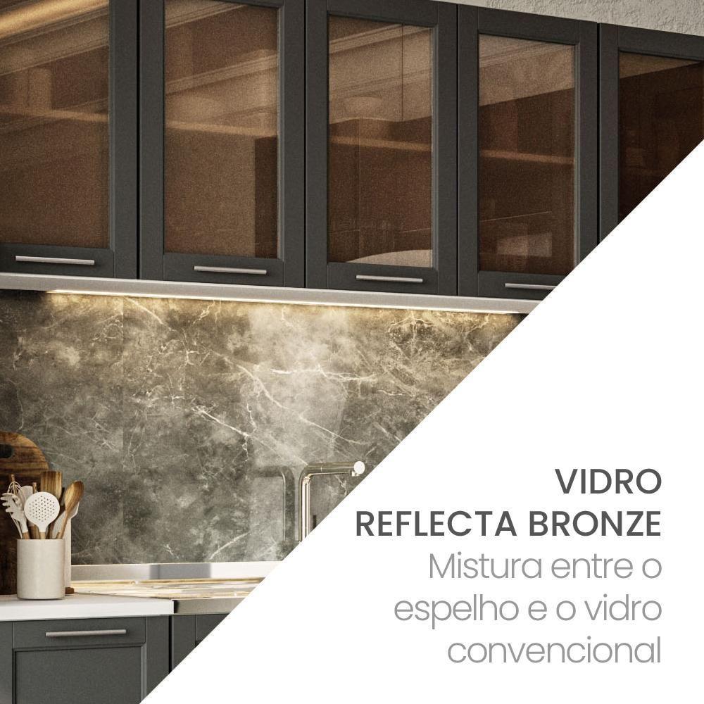 Miniatura Armário Aéreo Canto Cozinha 1 Porta De Vidro Reflecta Menu Fettuccine Kitchen Branco/Cinza
