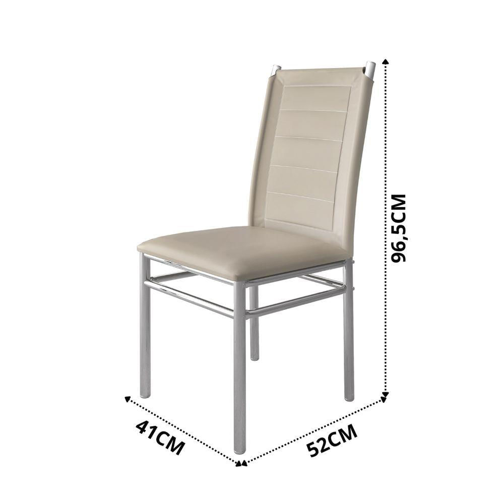 Miniatura Kit 2 Cadeiras De Jantar Mesa Cozinha Tókio Pés Aço Estofada Cor Cad.off-white_cromado