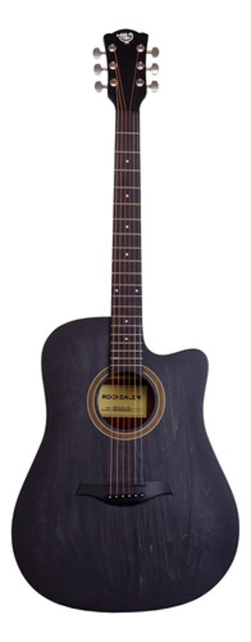 Miniatura Violão Acústico Rockdale Maverick 6 Cordas Preto Destro
