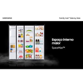 Miniatura Geladeira Samsung Side by Side RS58 608 Litros Family Hub Black Inox 110V