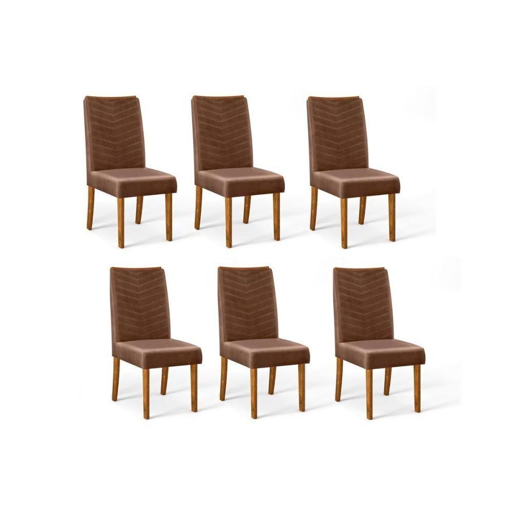 Miniatura Cadeira Sala De Jantar Serena Kit 6 Un Demolição veludo Moca - Dj Móveis