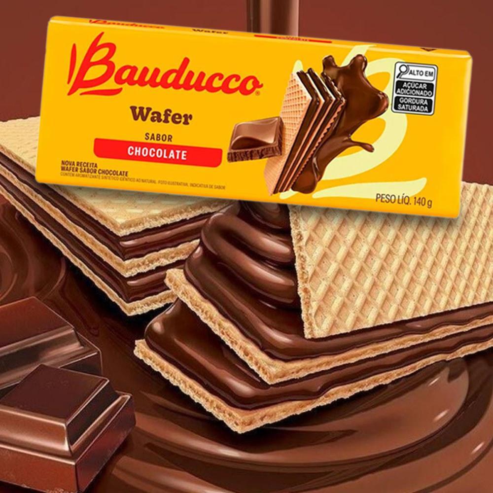 Miniatura Biscoito Wafer Bauducco Chocolate Kit 3 Pacotes De 140G