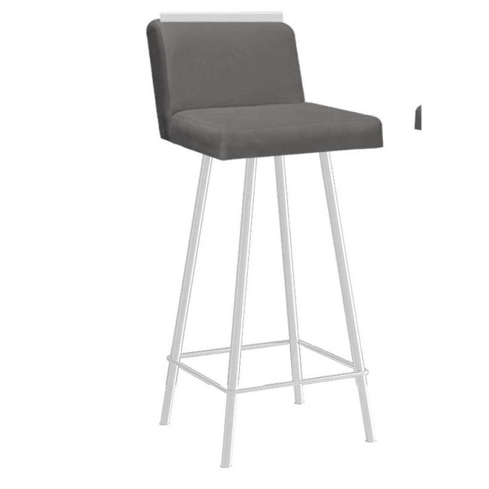 Miniatura Banqueta Com Encosto Menne Eiffel Bistrô Cozinha Aplique Ferro Branco Corino Cinza - Ahazzo Móveis