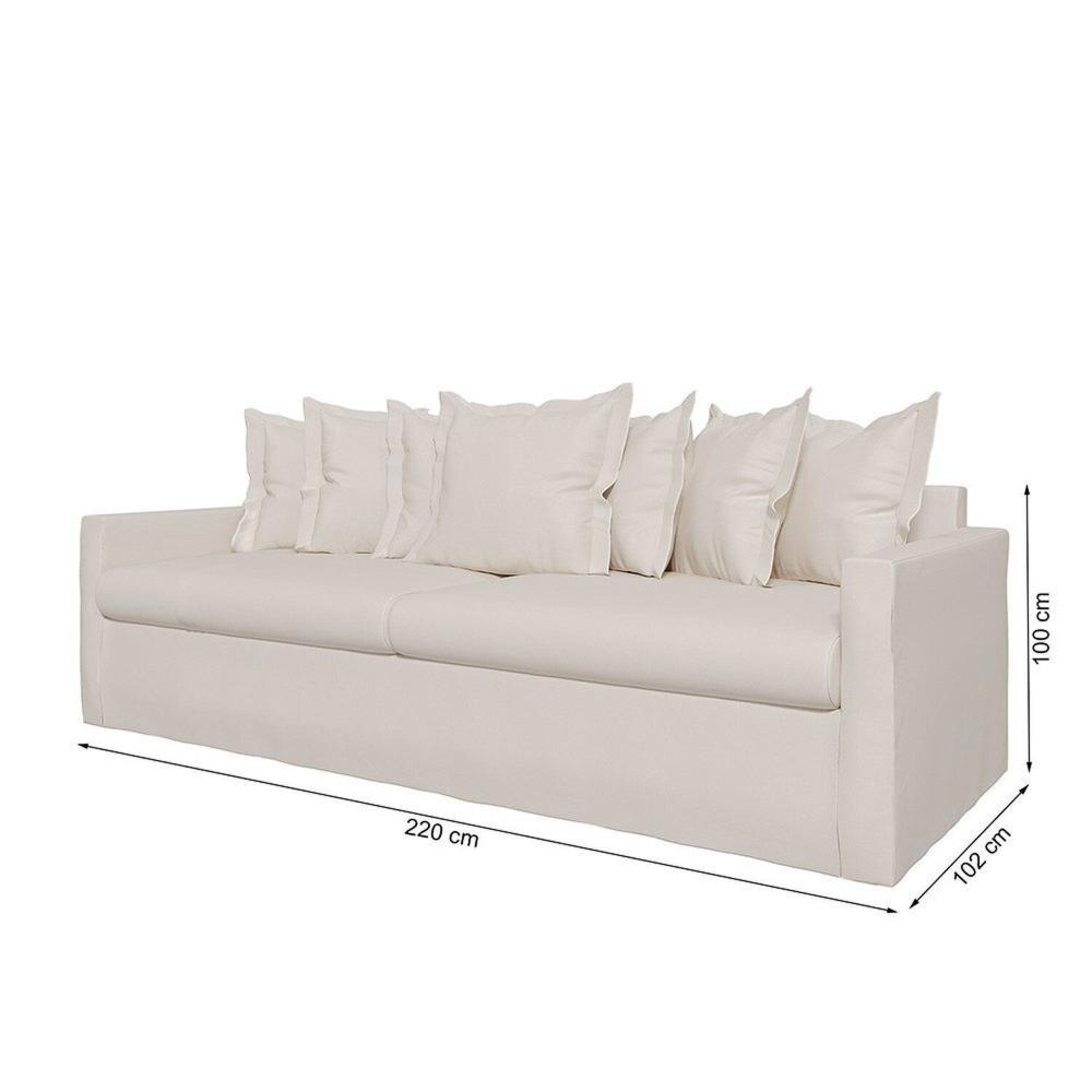 Sofá com Capa 100% Removível e Lavável Enseada 220cm Prata