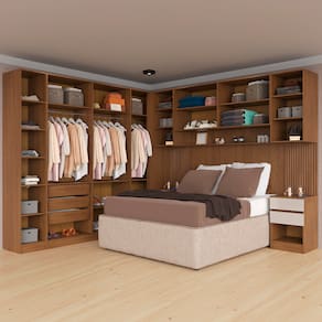 Miniatura Guarda-roupa Modulado Queen Ponte 160 Bartira Lugano 12 Portas e 7 Gavetas 6 Peças - Avelã / Capuccino