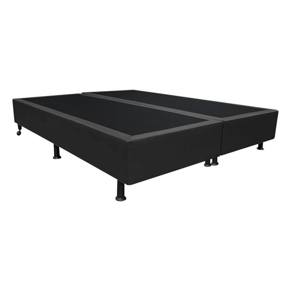 Miniatura Base Box Para Cama Casal Queen 158x198cm Bipartido Liz S05 Sintético Preto - Mpozenato