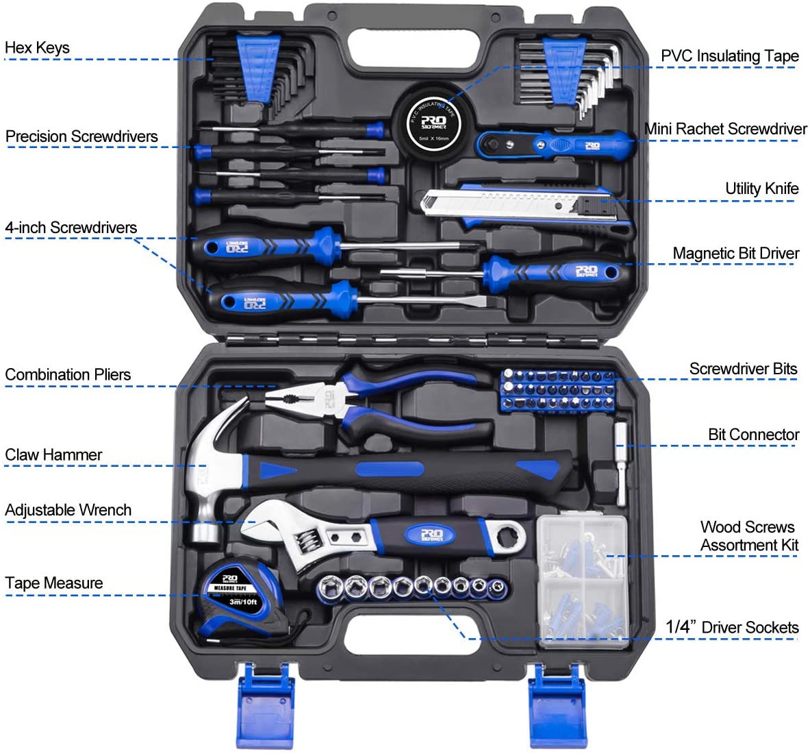 Miniatura PROSTORMER Kit de Ferramentas c Maleta de Armazenamento 120 Peças Azul