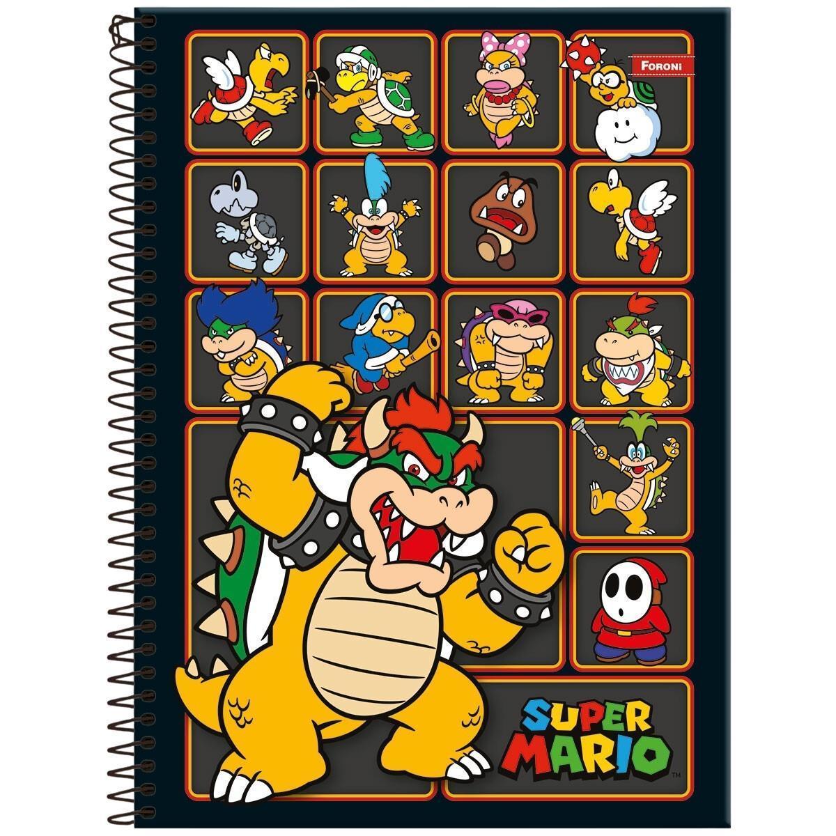Miniatura Caderno Super Mario Bros Capa Dura Espiral 1 Matéria Escolar