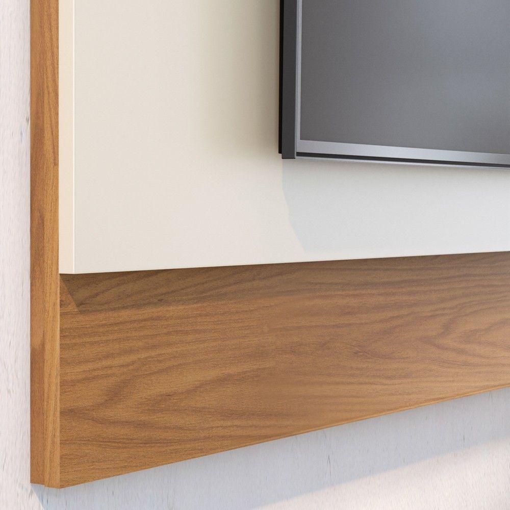 Miniatura Painel Para Tv 75 Pol Chile E Rack Bancada Itália C05 Off White Matte/freijó - Mpozenato