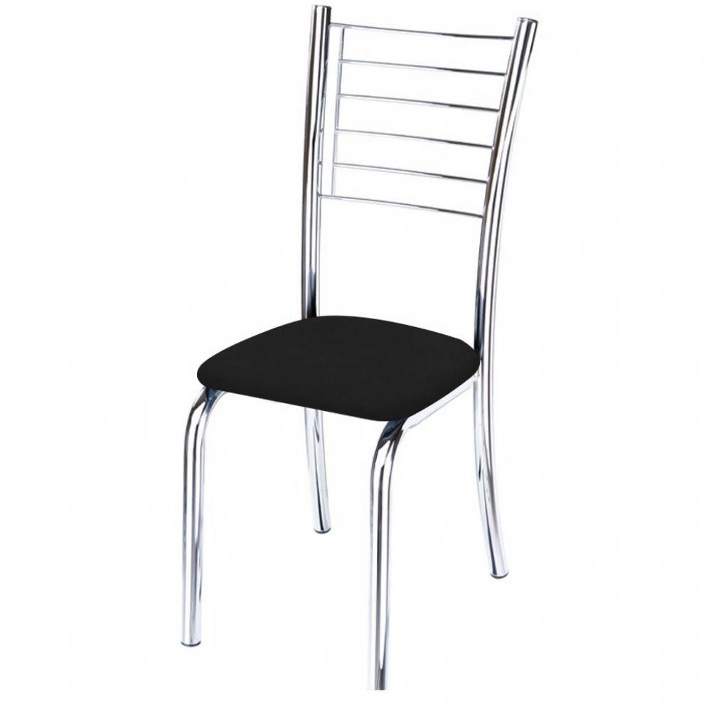 Miniatura Kit 2 Cadeiras Lara Cromada Para Cozinha Preto