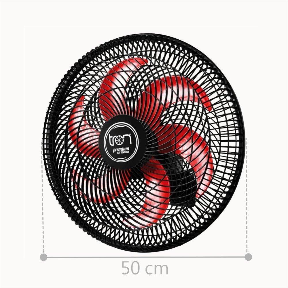 Miniatura Ventilador Parede Lorena Preto Oscilante 110V Pás Vermelho