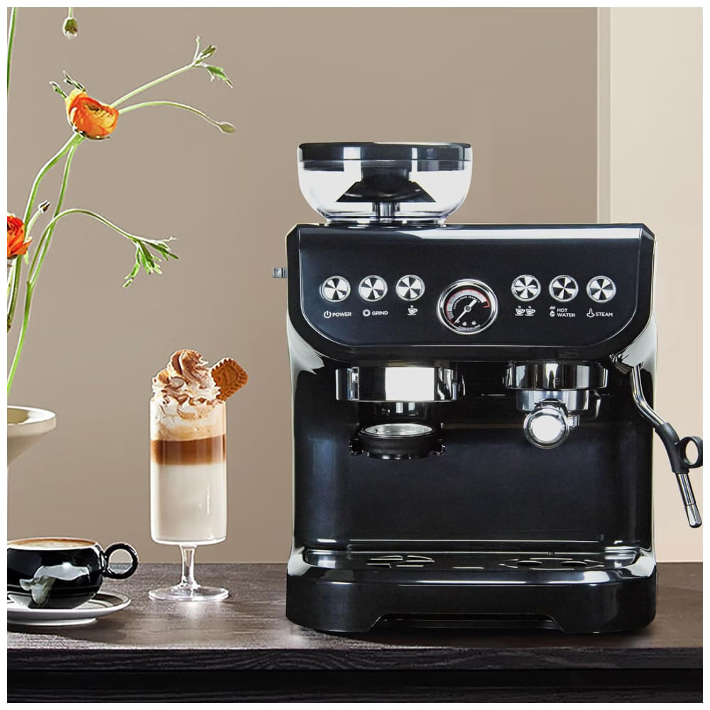 Miniatura Máquina de Café Expresso 20 BAR com Batedor de Leite, Vaporizador, Moedor Embutido e Tanque de Água Removível de 2L, 110...
