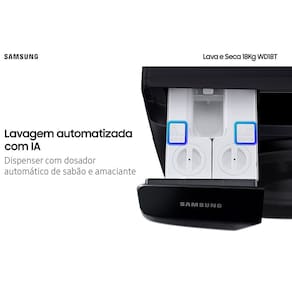 Miniatura Lava e Seca Samsung Smart WD18T com AI Wash, Digital Inverter e Ecobubble Black Inox - 18/10 kg 110V