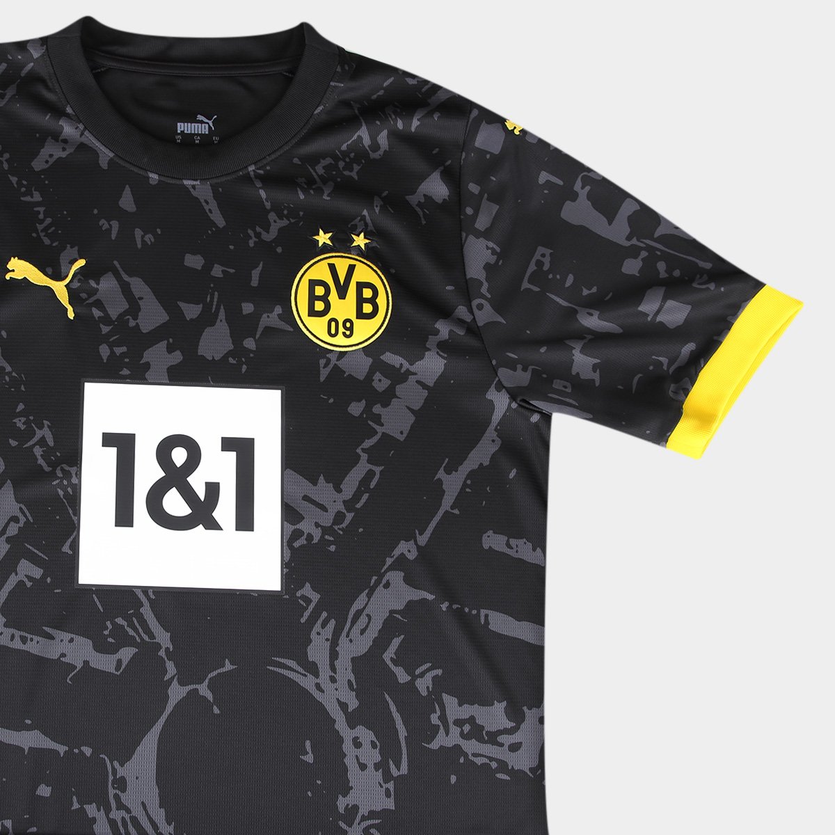 Camisa Borussia Dortmund Away 23/24 s/nº Torcedor Puma Masculina Preto+Amarelo - EEGG