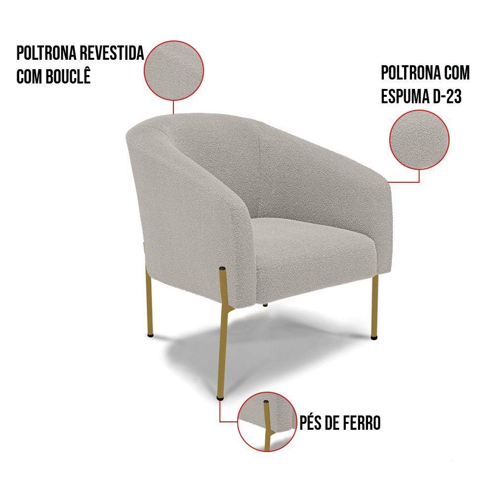 Miniatura Cadeira Sala De Jantar Pé De Ferro Dourado Stella Bouclê D03 - D'rossi Cor Cinza
