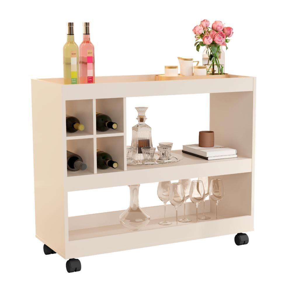 Miniatura Aparador Adega Bar Com Suporte Para Taças 4151 Perola