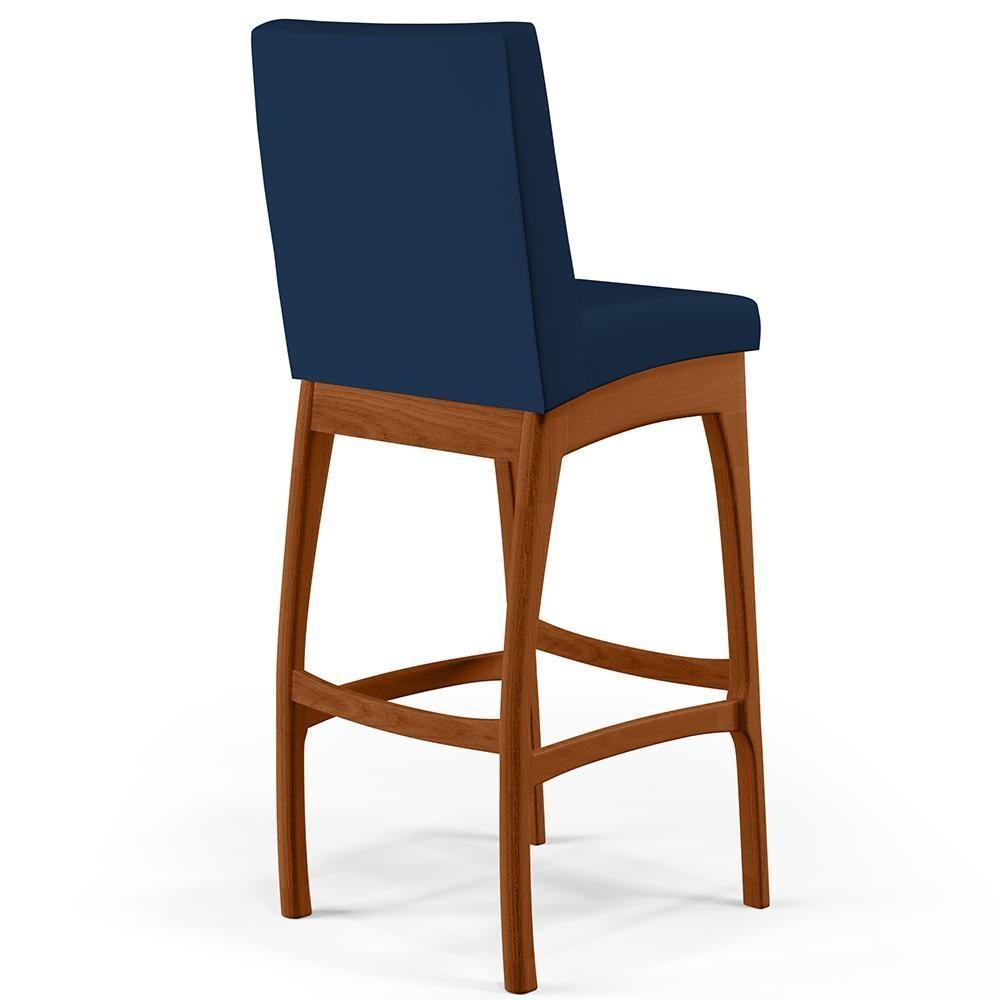 Miniatura Banqueta Alta Cozinha Mila B04 Suede Azul Marinho
