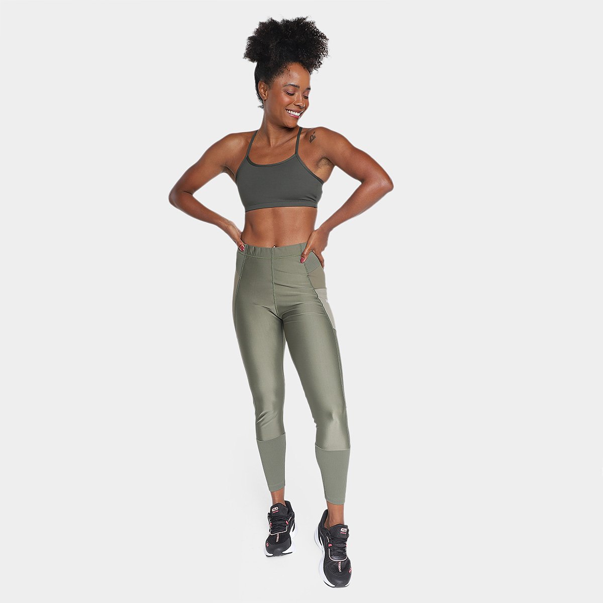 Miniatura Top Fila Life Feminino Verde+Bege - G