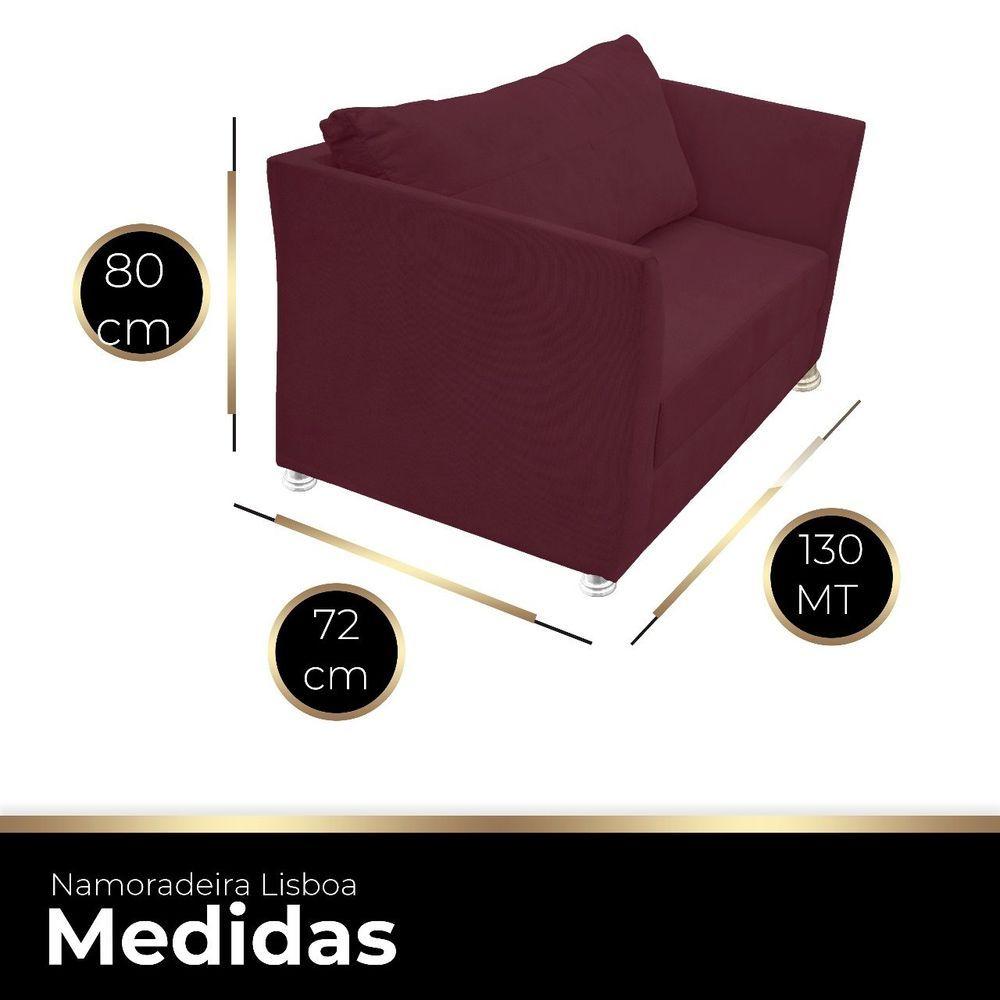 Miniatura Namoradeira Lisboa 2 Lugares Salão Suede Bordô