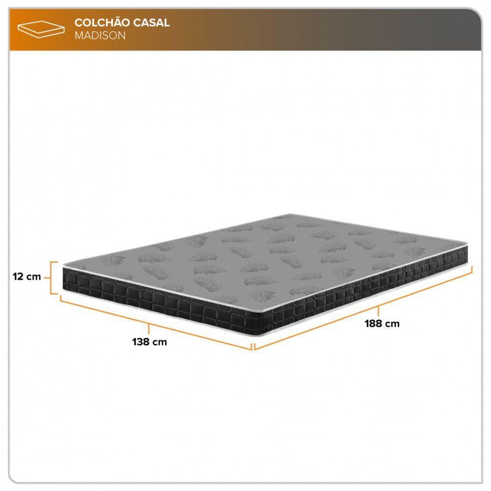 Miniatura Colchão Casal Zidi Madison Espuma D20 138x188x12cm Preto Casal