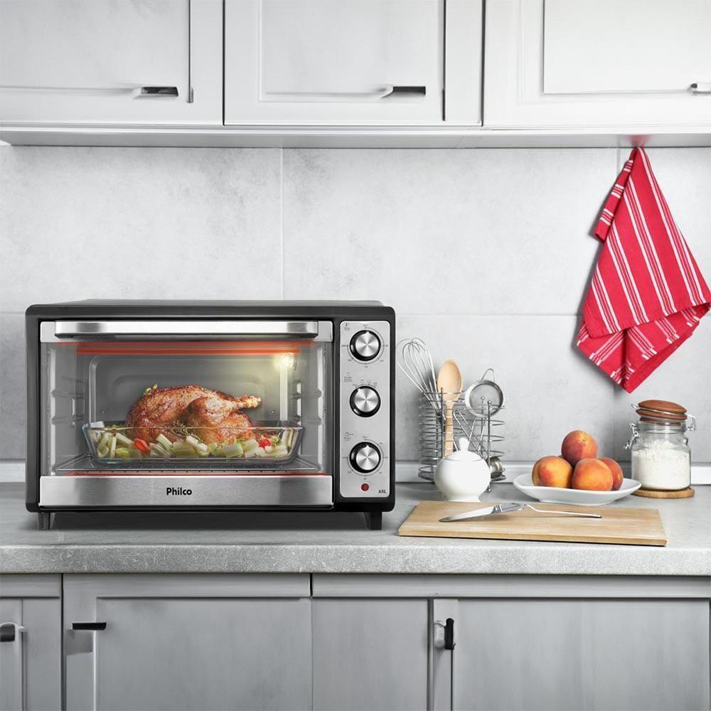 Forno Elétrico Philco 65L Dupla Resistência Bancada Preto PFE65 220V