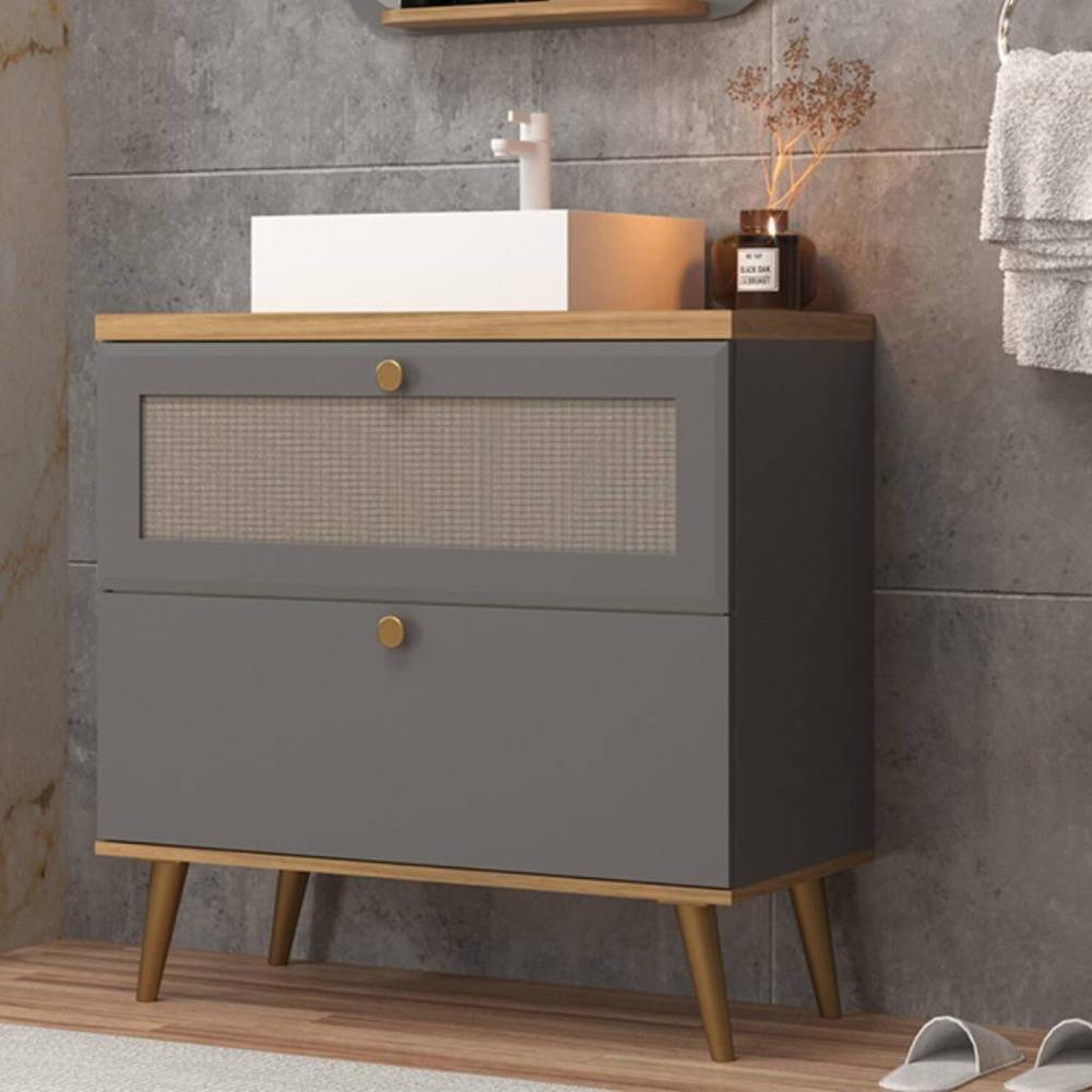 Miniatura Gabinete de Banheiro 80cm com Cuba Ref 800 Cinza /Itapuã