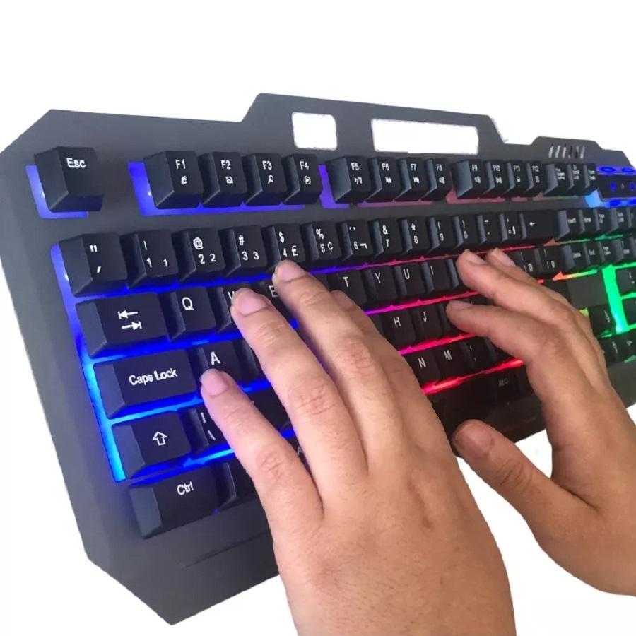 Miniatura Teclado Gamer Semi Mecânico Usb Rgb Pc Computador Videogame