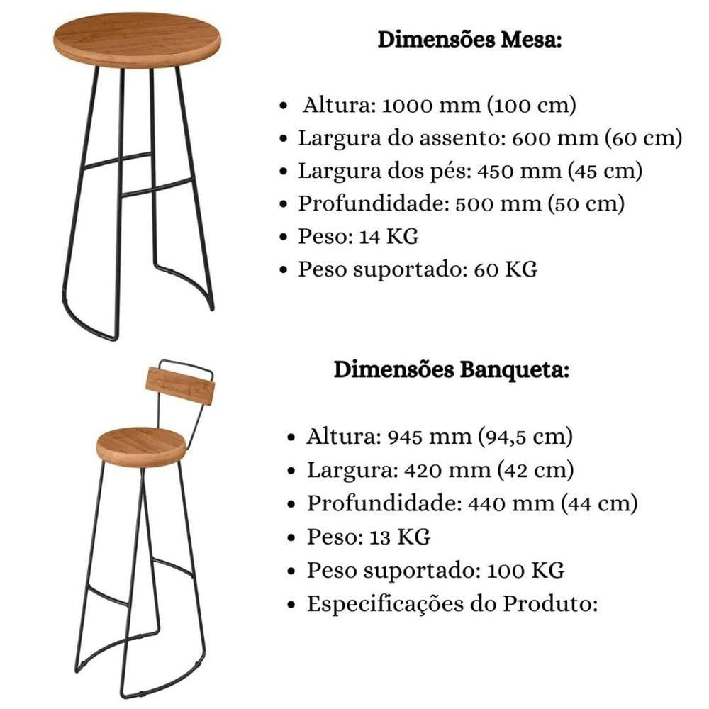 Conjunto Mesa Bistrô Com 4 Banquetas Aérea Gourmet Aurora