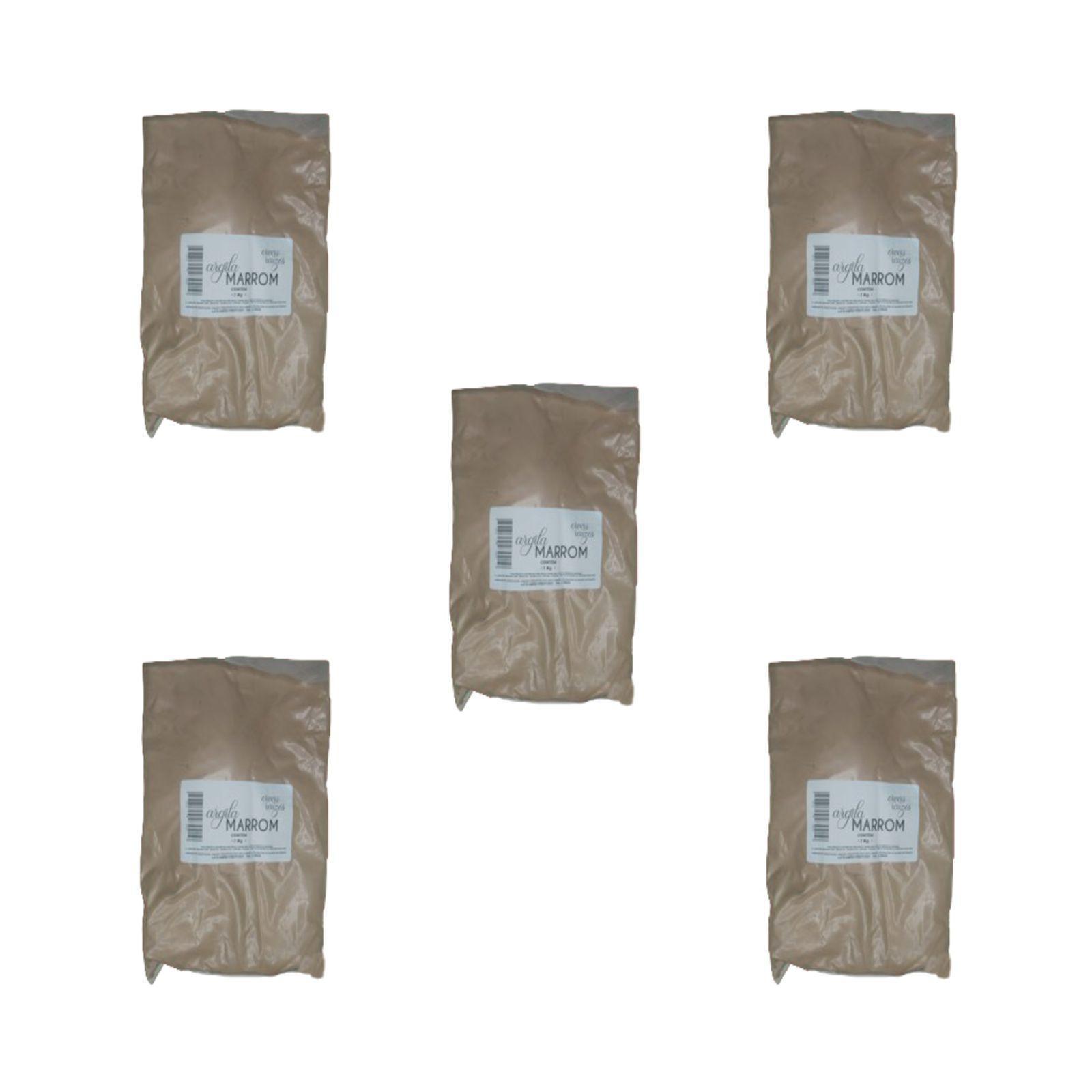 Miniatura Kit Argila Marrom 5Kg 100% Pura Ervas E Raízes