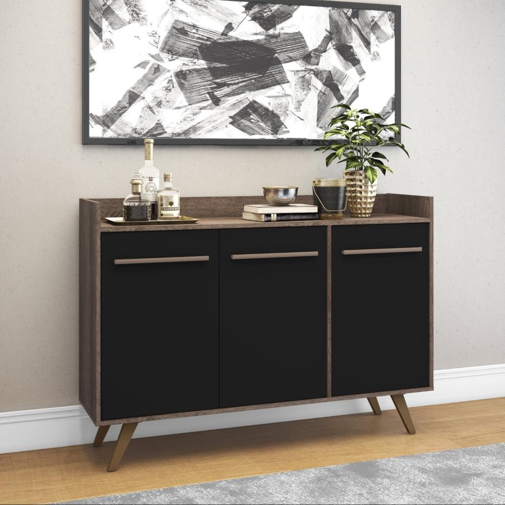 Miniatura Buffet Aparador 3 Portas RT 3134 Movelbento Rústico/ preto