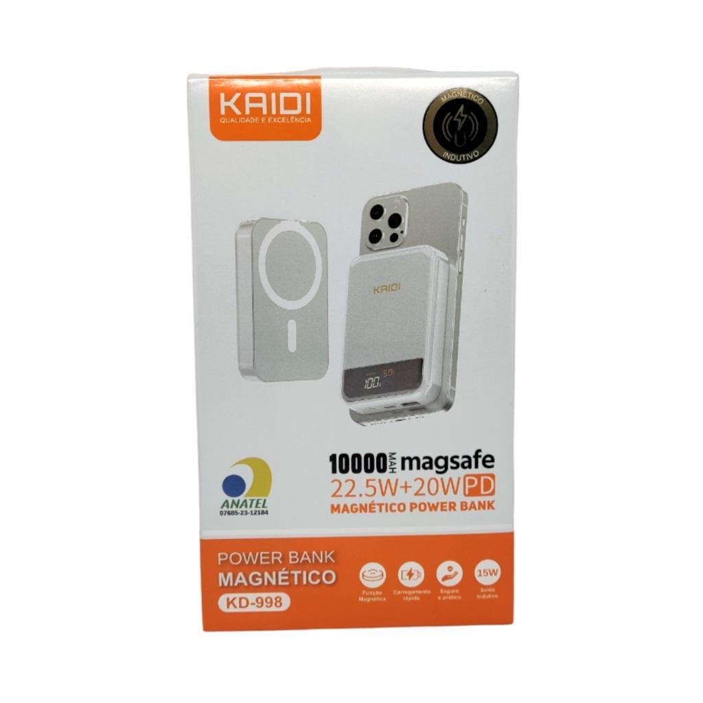 Miniatura Carregador Portátil Magnético 10000 Mah Kaidi 998 Power Bank