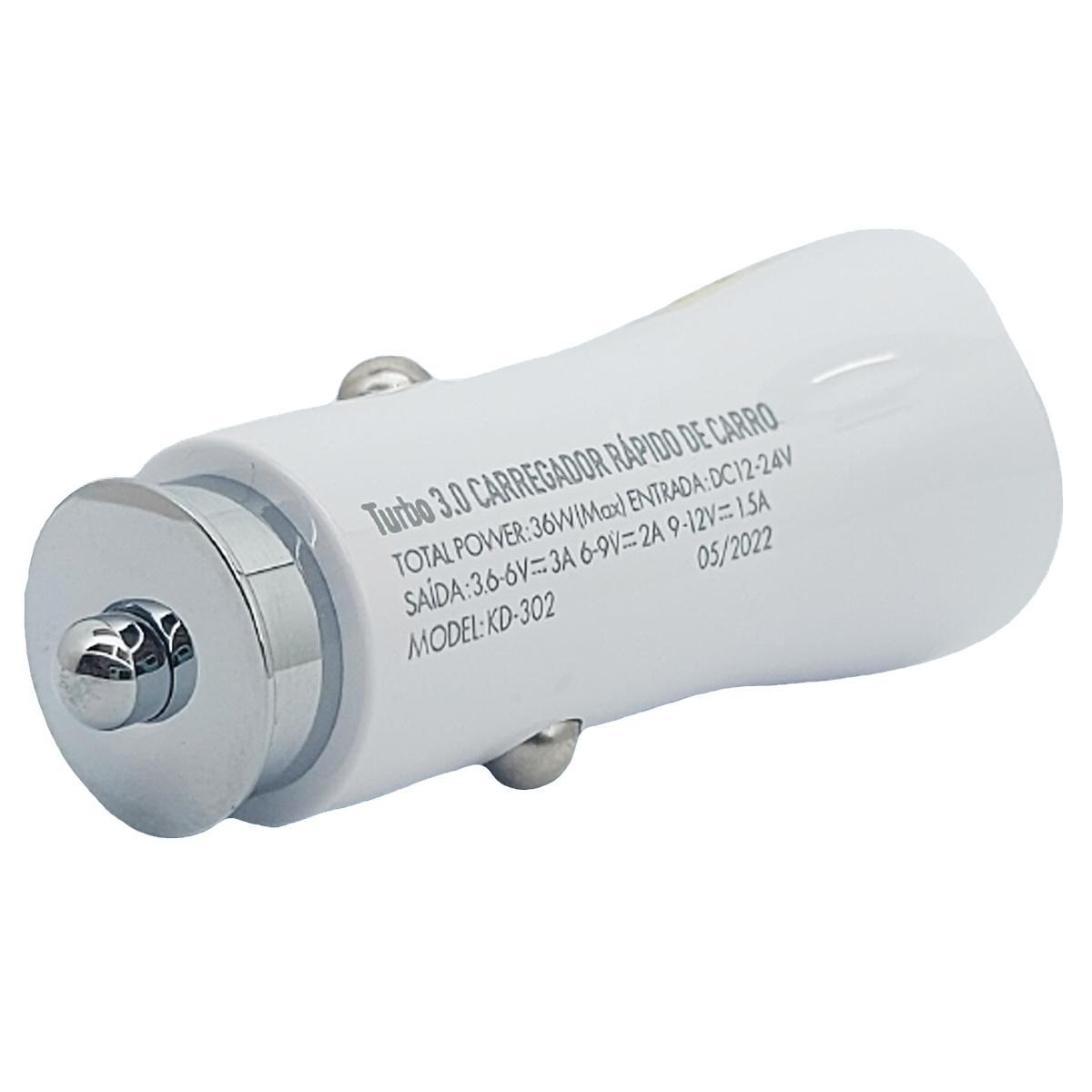 Miniatura Fonte Carregador Veicular Kaidi Turbo Qc3.0 2 Saídas Usb 3.0