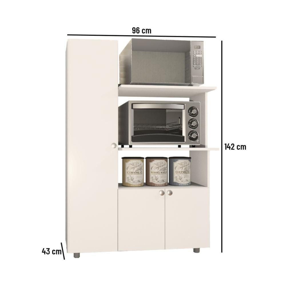 Miniatura Armário De Cozinha Para Forno-micro-ondas Com 3 Portas Multimóveis Cr20348 Branco
