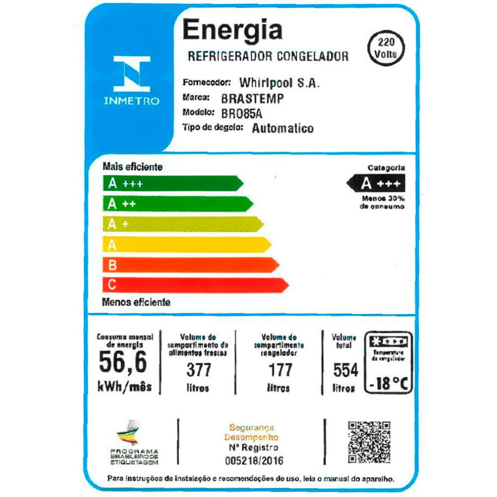 Geladeira Brastemp Frost Free French Door A+++ 554 litros cor Inox - BRO85AK 220V