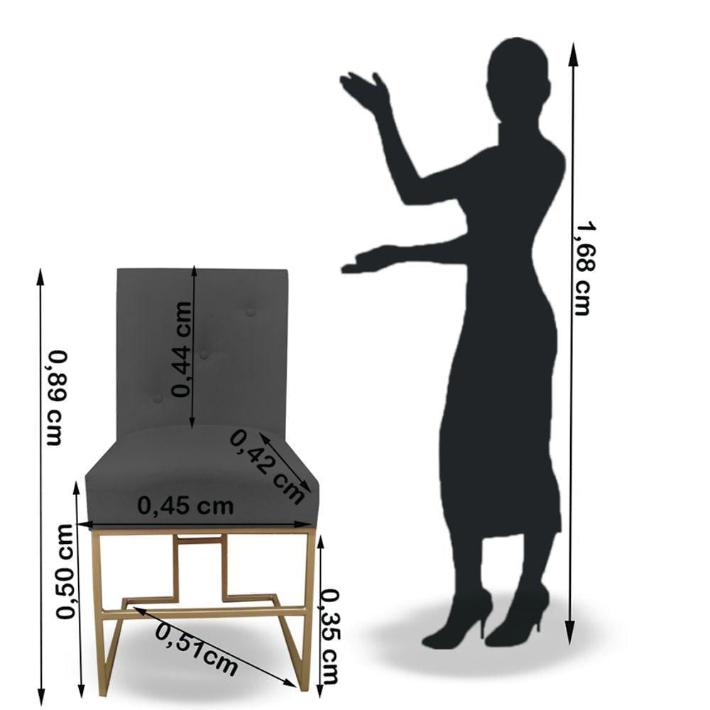 Kit 06 Cadeiras De Jantar Madrid Base De Ferro Sued Grafite D'classe Decor