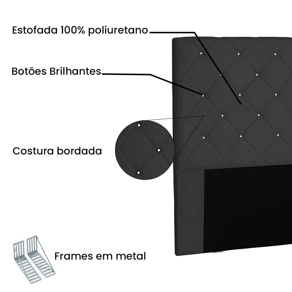 Miniatura Cabeceira King 1,95m Tânia Suede Preto