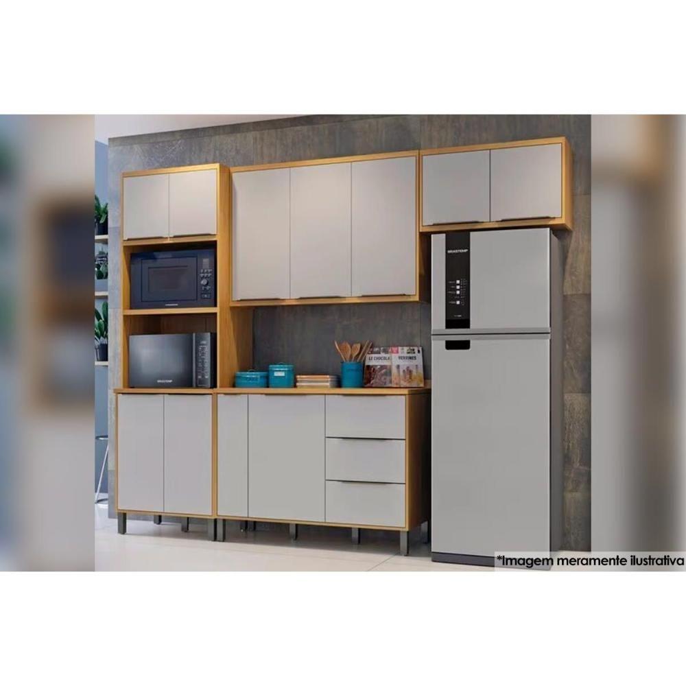 Miniatura Gabinete De Cozinha Modulado Balcão Itália P-pia 2 Portas E 3 Gavetas120cm Cinamomo - Valdemóveis