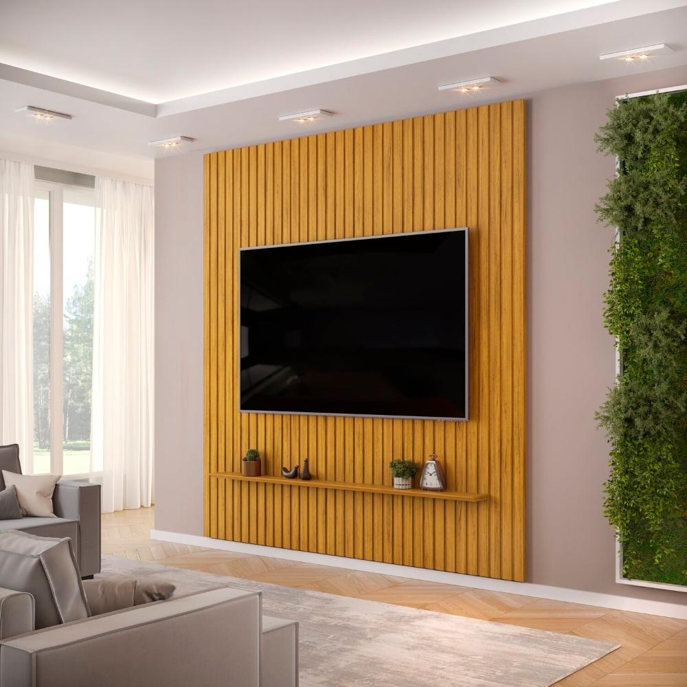 Miniatura Painel Ripado Trento 250x240cm em Mdf Cedro