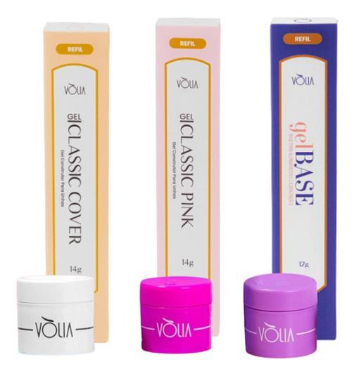 Miniatura Kit Refil Sache Volia Gel Base + Classic Pink +Classic Cover