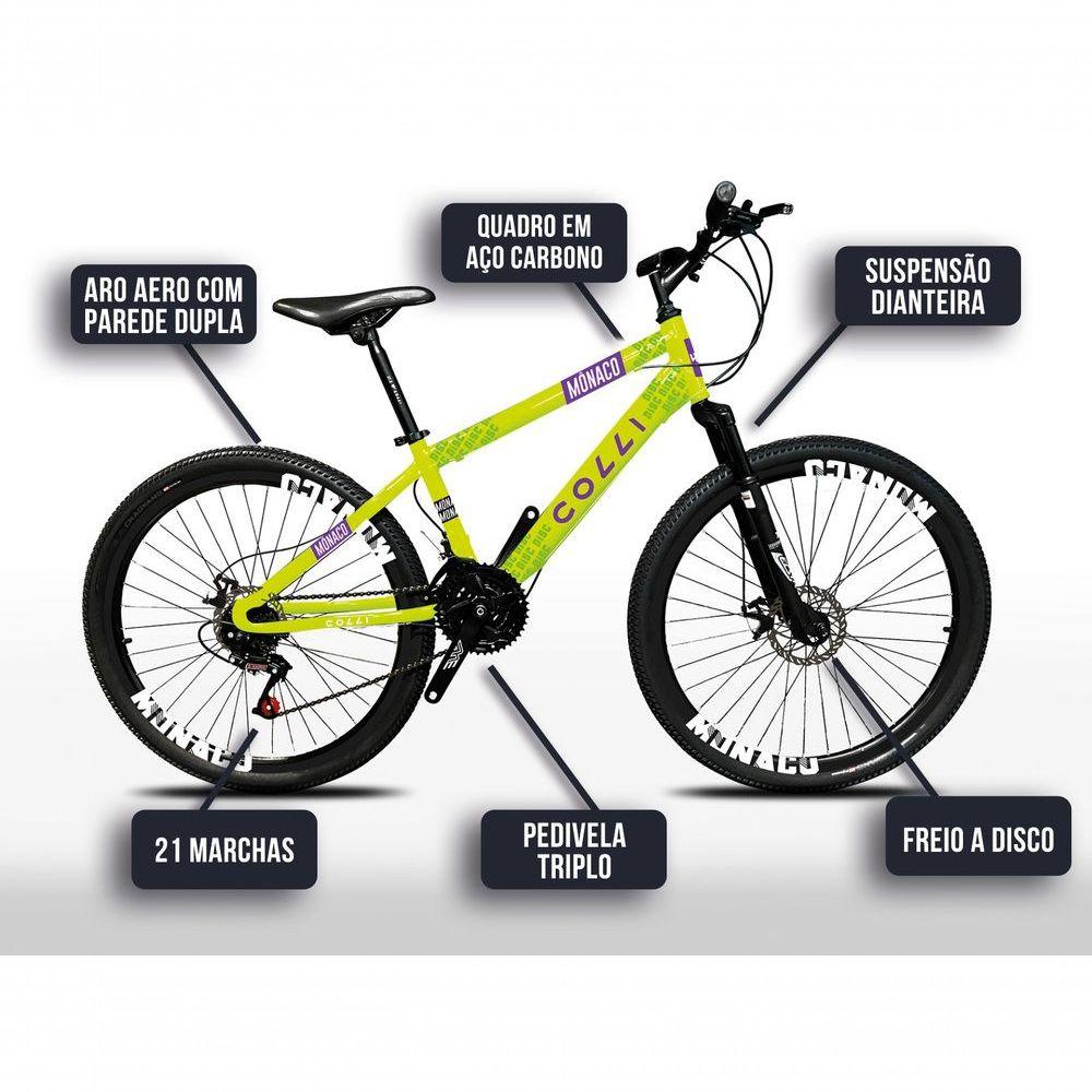 Miniatura Bicicleta Colli Mônaco Aro 26 Disco 21 V Rapid Fire Cor Vermelho Tamanho Do Quadro 13,5