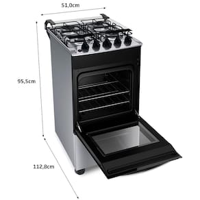 Fogão Brastemp 4 Bocas BFO4NBR Clean com Mesa de Inox, 2 Prateleiras Ajustáveis e Acendimento automático Bivolt – Inox