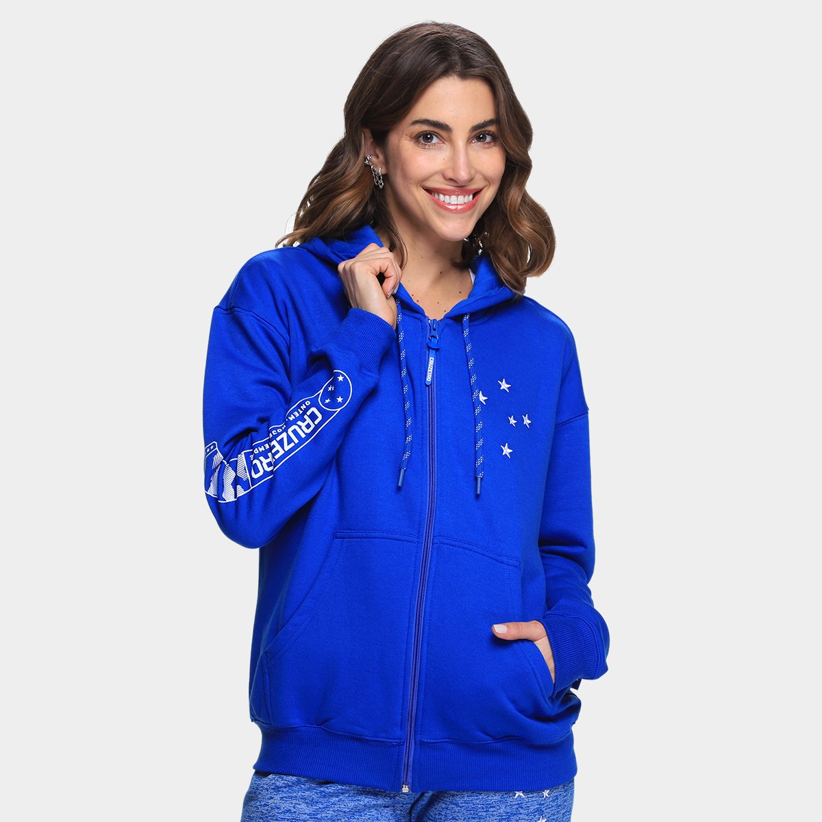 Miniatura Moletom Cruzeiro C/Zíper Feminino Azul Royal - G
