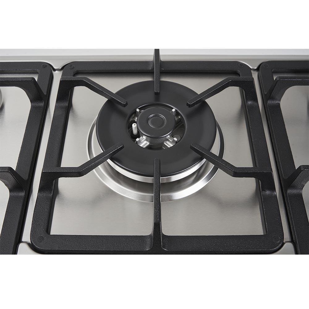 Miniatura Cooktop 5 Bocas Fischer Infinity Trempe De Ferro Tripla Chama à Gás Mesa Inox Bivolt