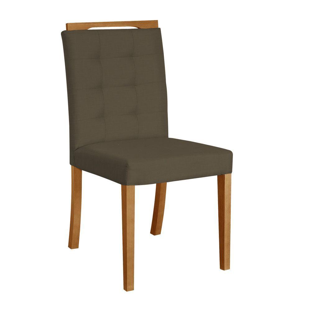 Miniatura Kit 2 Cadeiras De Jantar Estofadas Veludo Marrom Vitoria Base Madeira Maciça - Cor: Marrom