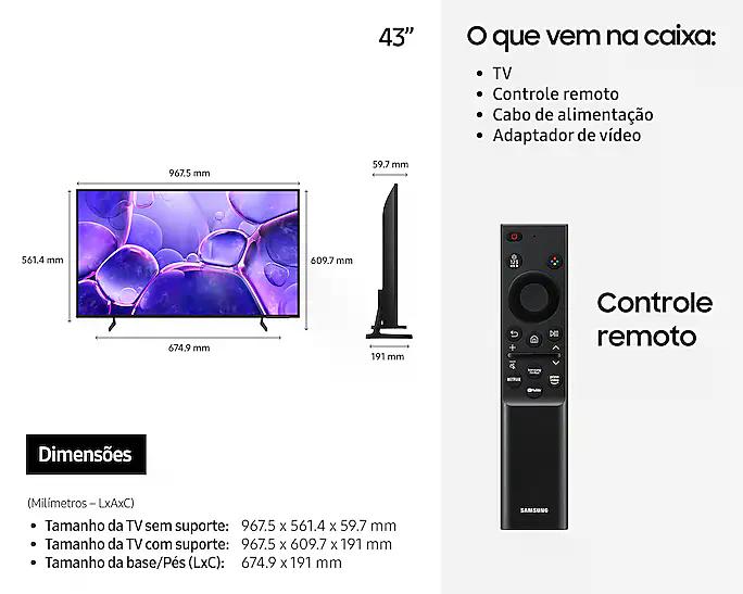 Smart TV Samsung 43" Crystal UHD 4K 2025 UN43U8100FGXZD Bivolt