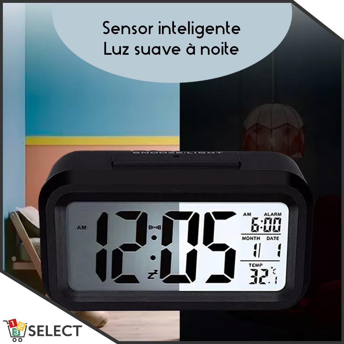 Miniatura Relógio Despertador Digital Inteligente Sensor Led Mesa