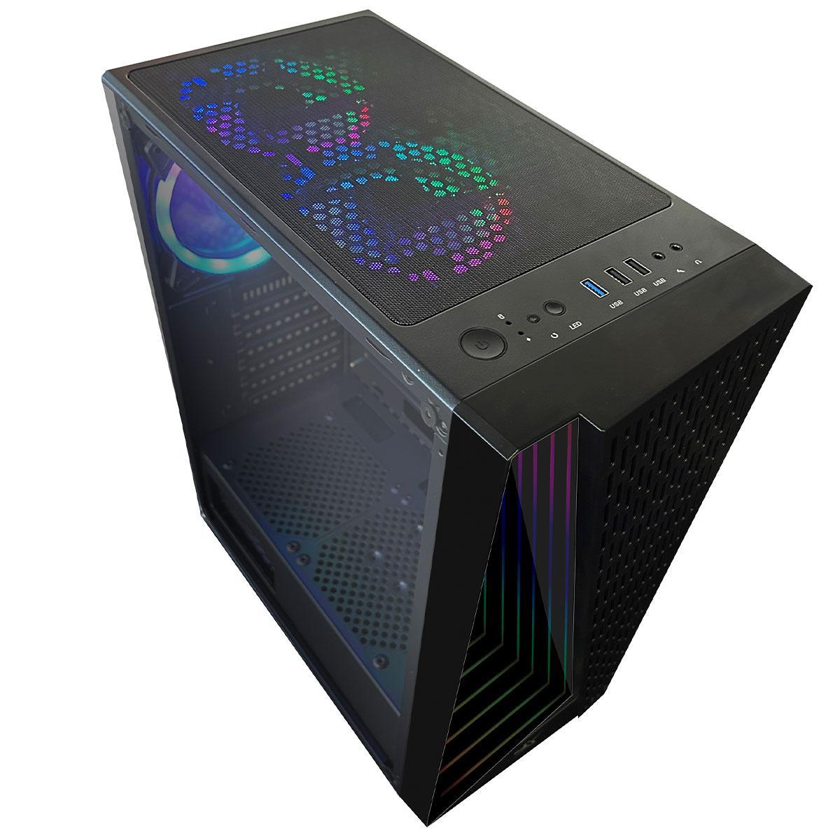 Gabinete Gamer Brx Black Neon, Atx, Lateral Em Vidro