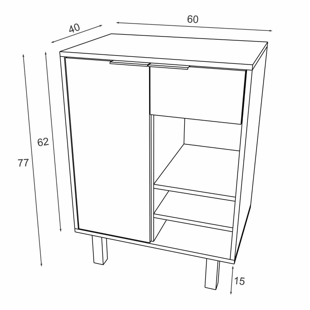 Gabinete para Banheiro com Espelheira Litto Estilare Preto/Amadeirado