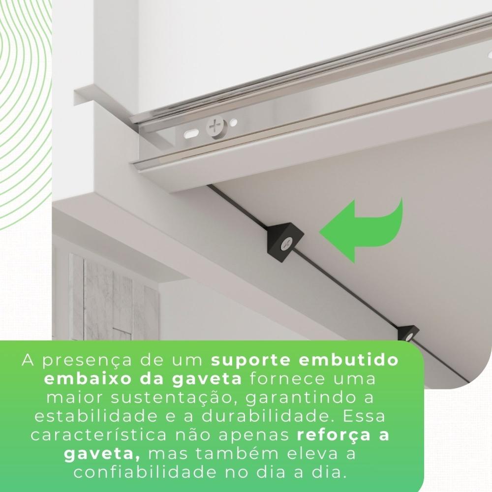 Guarda-roupa com Pés e Espelho Casal 3 Portas 9 Gavetas Luana Branco