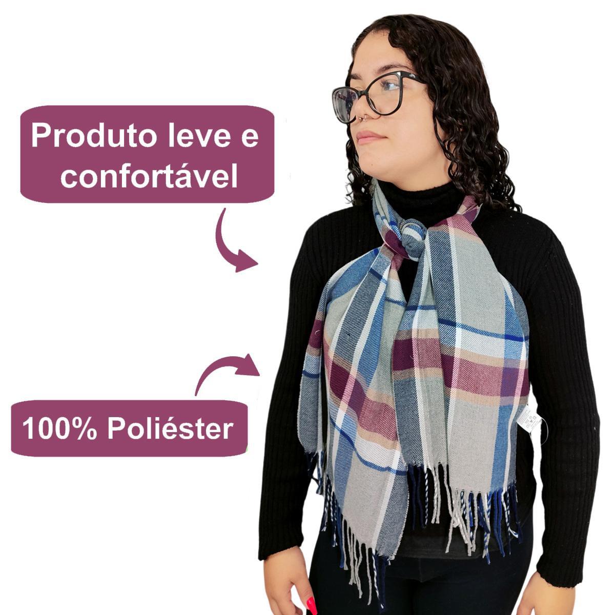 Cachecol Lenço Feminino Inverno Redstar Winter Em Xadrez